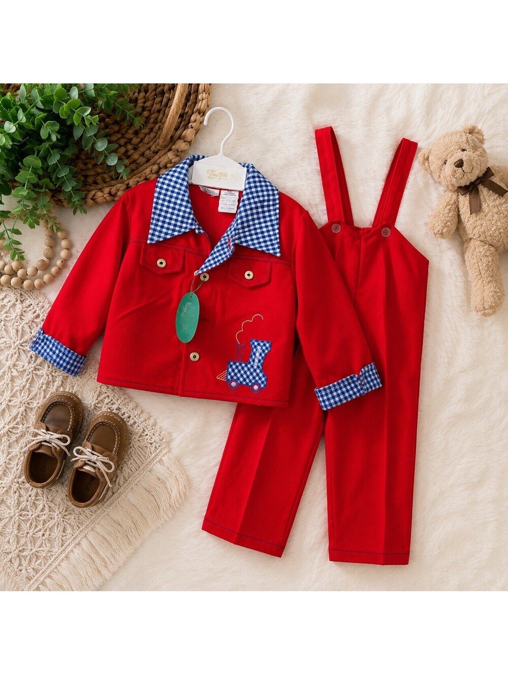 Vintage Tiny Tots Original Imports 2 Piece Train Outfit Set 24 Months NWT Red...